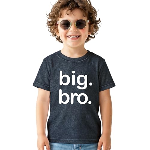 Big bro Shirt boy Big Brother Announcement Shirt for Baby Boys Toddler Promoted to (Charcoal Black 2 Years)