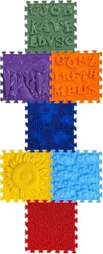 ORTO Nature - Alfombra de juego sensorial ortopédica, juego de 7 placas de rompecabezas texturizadas para niños y adultos