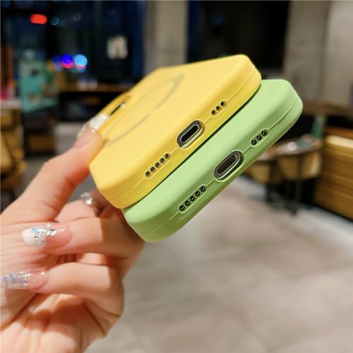 Coque iPhone 14 Pro Max jaune silicone anti-choc et charge sans fil