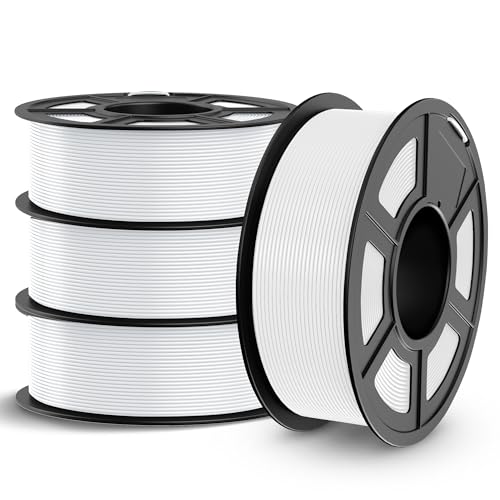 Image of TECBEARS PLA Plus Filament 1.75mm Bundle, PLA+ 3D Printer Filament 4kg, White PLA+ Filament Bundle, Dimensional Accuracy + /- 0.02 mm, 4 Pack 1kg Spool,White