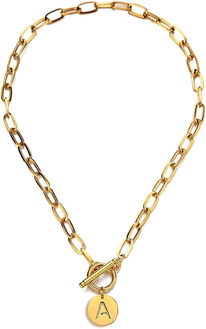 Stainless Steel Paper Clip Link Chain Customize Letter Initial Alphabet