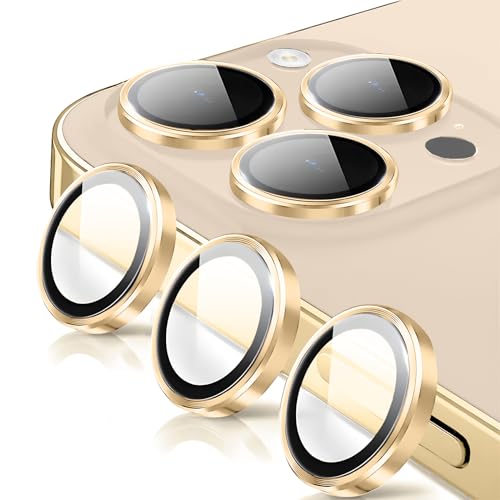 Pellicola Fotocamera per iPhone 15 Pro Max Posteriore Obiettivo Protezione Vetro Temperato HD Trasparente Lente Schermo Durezza 9H Anti-graffio Ultra Resistente Glitter Camera Oro