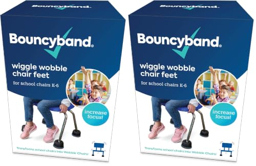 Image of Bouncyband Wiggle Wobble Chair Feet - Transform a Standard School Chair into a Wobble Chair - Chair Feet for Classroom Help Improve Concentration and Calm Children Aged 3+ (Pack of 2)