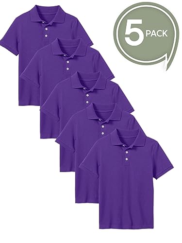 Image of Galaxy by Harvic Polo Shirt for Boys - 5 Pack School Uniform for Boys, Tagless Cotton Blend - Soft Comfortable Everyday Wear