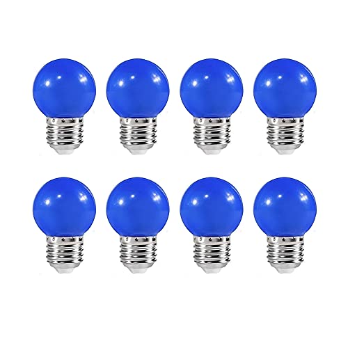 ZFQ 8 Pack E27 Bayonet Colored LED Light Bulbs 2W G45 Golf Ball Mini Globe Bulb Lighting Bulbs,Blue for Outdoor Indoor String Patio Garden Party Christmas