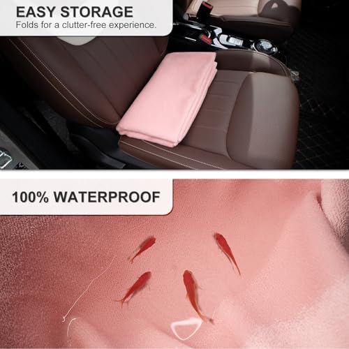 DECKALY Waterproof Sweating Car Seat Cover for Post Gym Workout, Running, Swimming, Beach and Hiking, Universal Fit Non-Slip Bucket Seat Protector for Cars SUV Trucks, Machine Washable (Pink) - Thumbnail 2