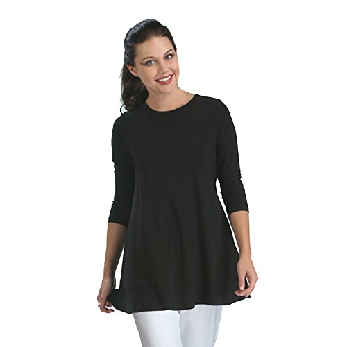 IC Collection Solid Soft Stretch Knit Tunic - 1484 (L, Black)
