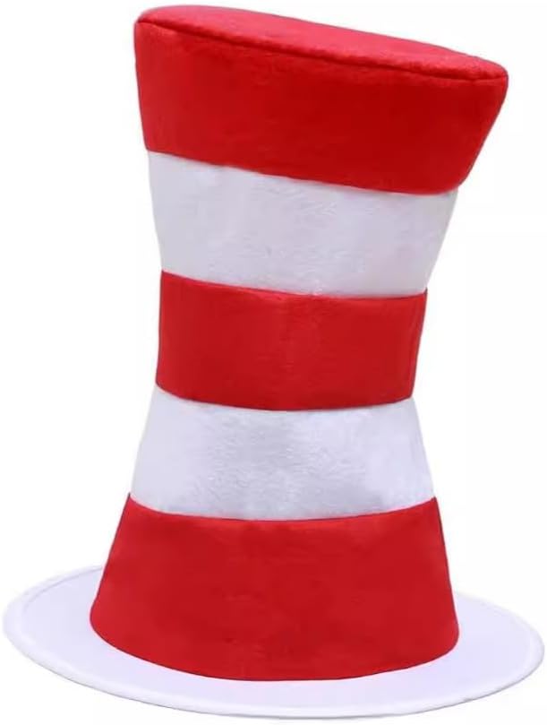 Striped High Top Hat, Red White, Stovepipe Costume Hat, Tall Hat for Adult, Cosplay Costume, Party Supplies, Halloween Props