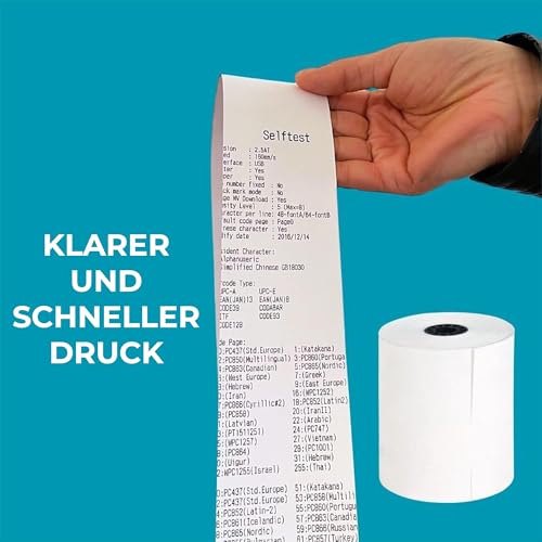 Double Dragon Premium BPA-freies Thermopapier in hoher Qualität, 80 mm x 80 mm für POS-Bondrucker, umweltfreundlich und wischfest (5er-Pack)