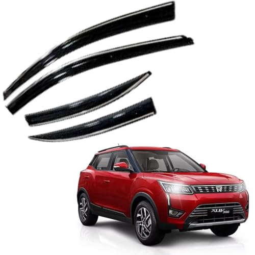 Image of CAR SAAZ Chrome Line Door Visor for XUV 300 (2019-2023)(Set of 4Pcs) | Wind Deflector Rain Guard