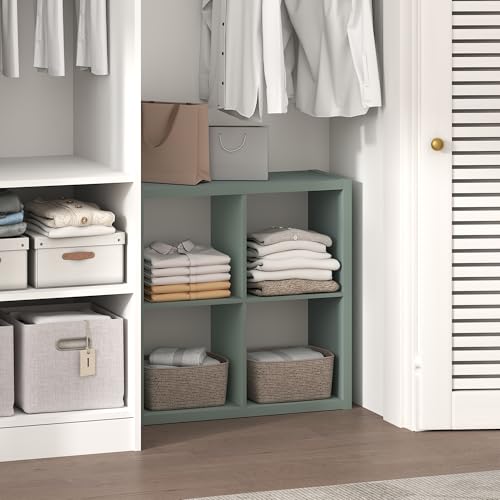 Image of Furinno Cubic Extra Thick 4-Cube Closet Organizers and Storage, Sage Green | 14.6 x 30 x 30 in, Open Shelf Closet Storage, Closet Organizer, for Wardrobe, Bedroom, Living Room