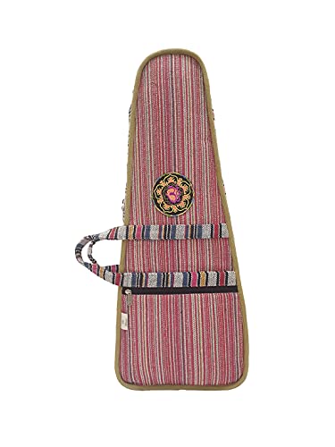 Image of The House of tara Modern Ukulele Bag | Ethnic Handloom Fabric Bag for Concerts | Multicolor | with External Zipper Pocket | Waterproof Padded Case | for Men and Women | Multicolor6