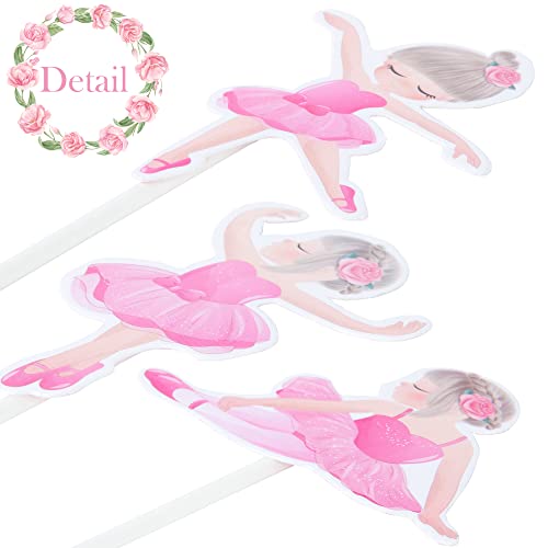 24Pcs Ballerina Cupcake Toppers Ballet Dancer Cupcake Toppers Ballerina Birthday Cake Decorations For Girls Ballerina Theme Party Baby Shower Supplies #TOP3