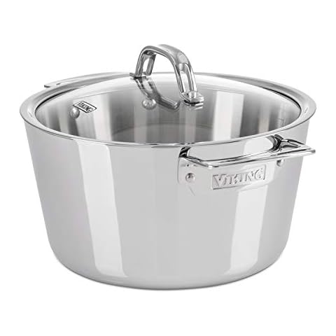 Viking Culinary 4013-3005 5.2 Qt. Dutch Oven w/Lid 3-Ply Contemporary, Stainless Steel, Silver Cover