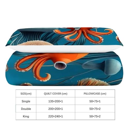 Housse de couette single microfibre imprimé 3d animaux marins - 4