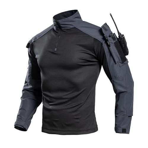 T-shirt de combat anti-transpiration léger avec poches tactiques manches longues