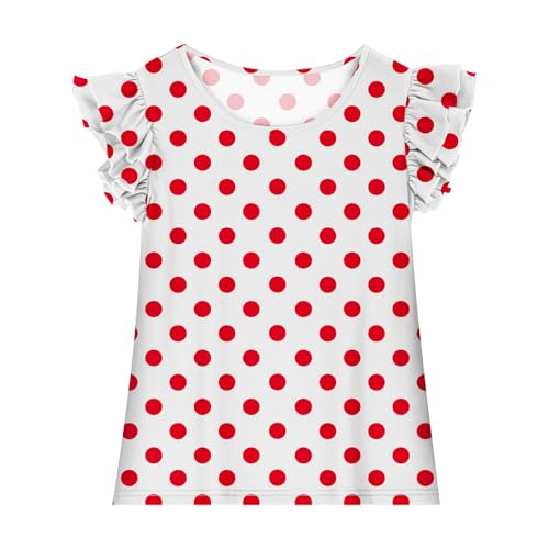 Girls Ruffle Flutter Sleeve Cute Ploka Dots T-Shirts Casual Loose Crewneck Tees Summer Tops for Kids 3-15 Years4