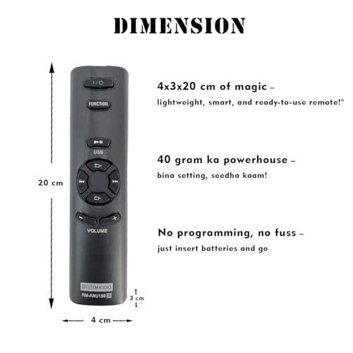 Image of Remote Control Compatible with Sony Home Theater Systems SA-D10, SA-D100, SA-D40 | Replacement for Sony RM-ANU156 | Premium Build, Long Range & Smooth Sound System Operation