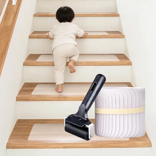 15 Stück Transparent Stufenmatten Selbstklebend: 10 × 61 cm Treppenstufen Matten Antirutsch Transparent, Antirutsch Treppe für Holzstufen und -Böden für Schützen Sie Haustiere, Senioren