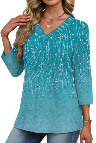Image of XIEERDUO 3 /4 Length Sleeve Womens Tops V Neck T Shirts Summer Clothes Basic Blouses Dressy Casual 2026 Spring Outfits