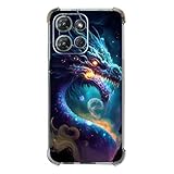 Beaucov Case for Moto G 2025,Blue Dragon Drop Protection Shockproof Case TPU Full Body Protective Scratch-Resistant Cover for Motorola Moto G 2025