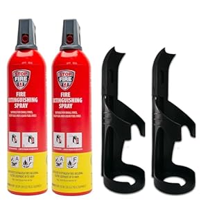 IWH Vertriebs GmbH Premium Feuerlöschspray - STOPFIRE - Feuerlöschspray – 2 x 750ml – 2 Wandhalter - Stopfire auch für Fettbrände, 32 x 9 x 7 cm