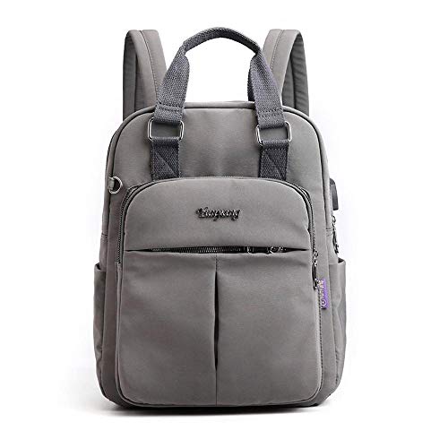 Mochila para mujer con carga USB y gran capacidad en color gris oscuro
