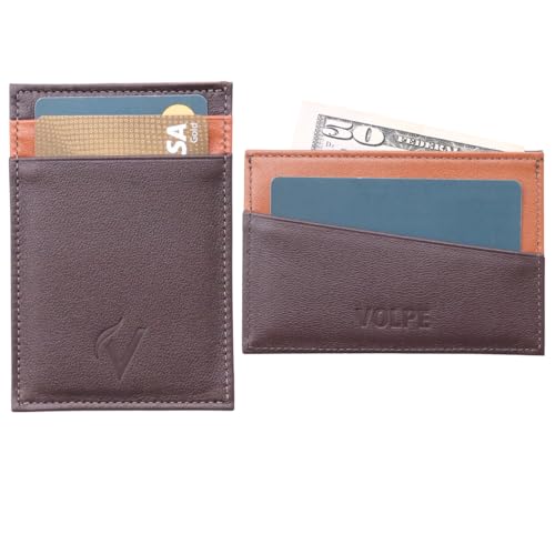VOLPE Slim Wallet Card Holder Genuine Leather for Men and Women (Brown)4