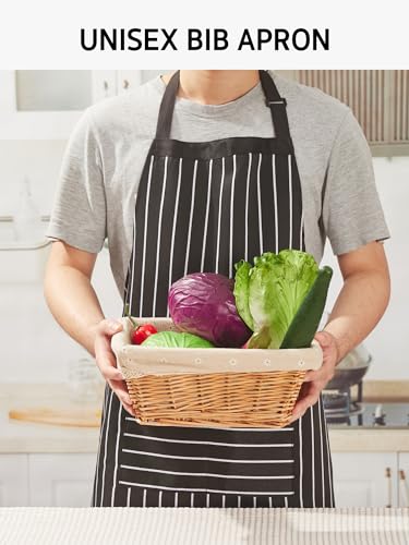 image for Syntus 2 Pack Adjustable Bib Apron with 3 Pockets Cooking Kitchen Apro