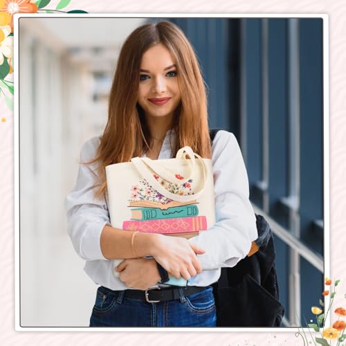 Image of Aliceset Canvas Tote Bags Back to School Gifts for Women Teacher Reusable Grocery Cloth Cosmetic Bag Set for Shopping Travel