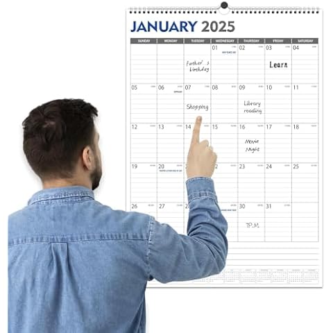 GuassLee Large Wall Calendar 2025, 22"x15" Vertical Wall Calendar 2024, Jan. 2025 to Jun. 2026, 18-Month Paper Hanging Planner Wall with Julian Date for Office Home Planning & Organizing Cover
