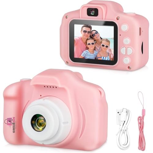 Image of Omeron (2 Years Warranty) Kids HD Camera 13MP Dual Lens Photo Video Selfie Toy Camera with Filters, Games, Rechargeable Battery, Educational Gift for Boys & Girls Age 4-15 (Pink)