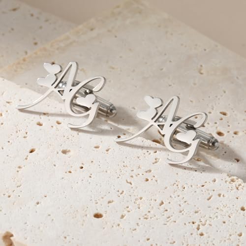 Mancuernillas personalizadas para hombre plateadas miniatura 2
