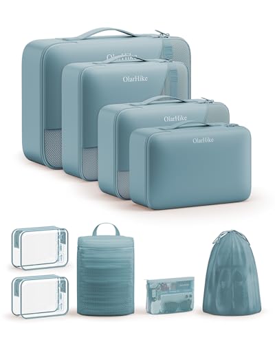 Image of 9 Set Packing Cubes for Travel, Gifts for Women Mom,Anti-Tearing Suitcase Organizer,OlarHike Vacation Essentials & Accessories for Cruise Ship