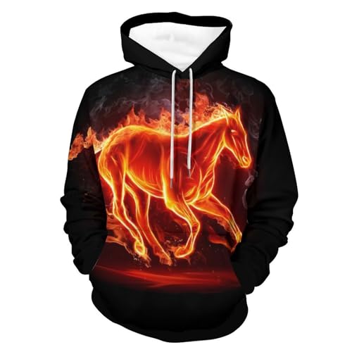 Sweat à capuche Cheval Feu pull décontracté pour les sorties en ville taille S
