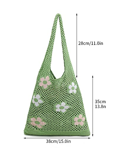 Image of ENBEI Beach Bag Crochet Tote bag for Women,Aesthetic Boho Large Bag,Foldable&Lightweight,Shopping,Beach,Travel,Daily Use