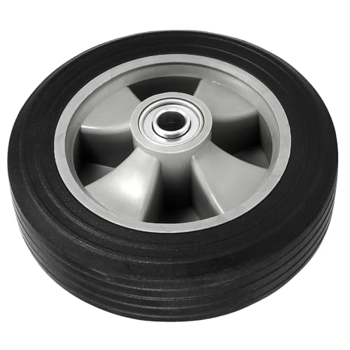 Image of 2 Pack 10 Inch Solid Rubber Replacement Wheels, Flat Free Hand Truck Tires with 5 /8 inch Axle, Hand Truck Replacement Wheels for Cart, Wagons, Wheelbarrow, Dolly, Trolley, 330 lbs Max Load