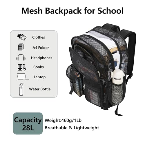 Mochila malla resistente 28L para adultos con correas acolchadas miniatura 4