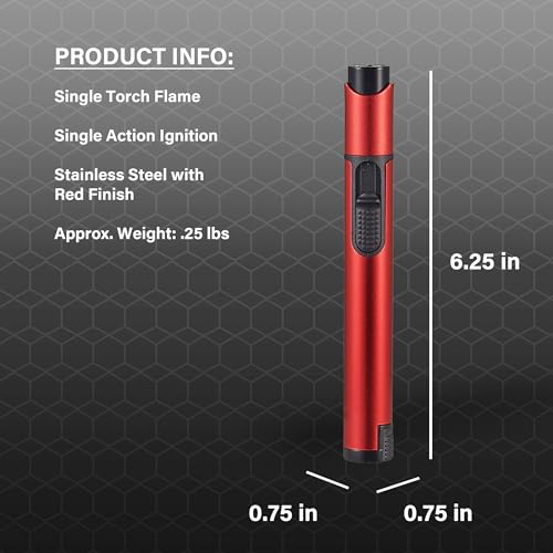 Encendedor Visol Stormy Torch Butano Recargable Rojo miniatura 3