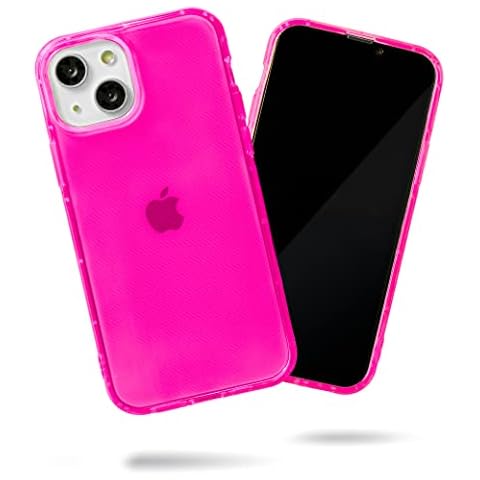 SteepLab Neon Highlighter Case for iPhone 15 (2023, 6.1” Screen) - The Grippy Jelly Case w/Protective Air Pockets (Eye-Catching Hot Pink) Cover