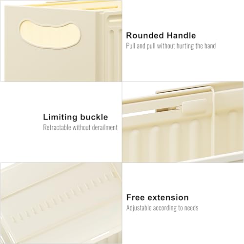 Aufbewahrungsbox Kunststoff Klappkiste Aufbewahrungskorb Dehnbar Organizer Box Aufbewahrungsbox Küchenschrank für Küche, Bad, Büro, Schlafzimmer, Klassenzimmer, Schrank, Schublade 3 Stück 47.5×8×10cm