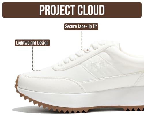 Image of Project Cloud Womens Sneakers - Memory Foam Insole and Lightweight Spring Shoes - Non-Slip Lace Up Trendy Shoes - Fashion Sneakers for Women 2026