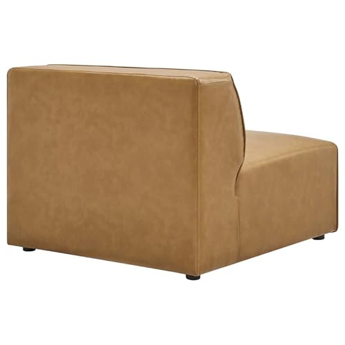 Modway Mingle Vegan Leather Sectional Sofa Armless Chair, Tan #TOP6
