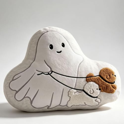 Cojín de peluche fantasma mullido para decoración de Halloween 8