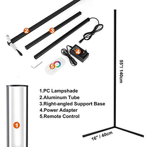 Lampadaire RVB intensité variable 20W projecteur d'ambiance de décoration de maison noir