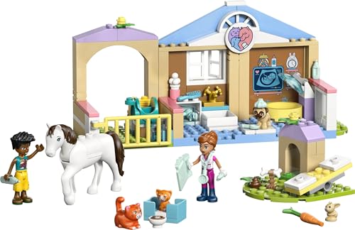Image of LEGO Friends Animal Vet Clinic - 2 Minidolls, Dog, Bunny, Horse, 2 Cat Figures - 42696