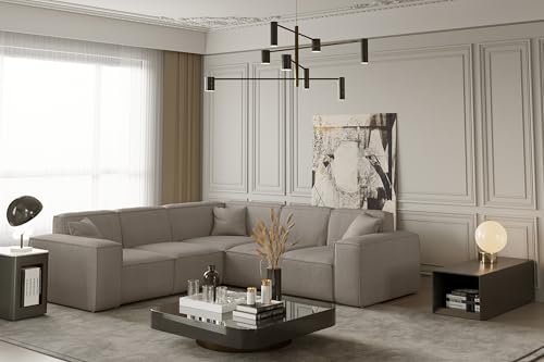 Friderik Canapé d'angle LUGA Corner 246 cm - Canapé rembourré confortable design élégant tissu scala (Truffle)