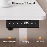 WALKINGDESK 100 x 60 cm Standing Desk, Electric Height Adjustable Desk with 2 Hooks, Computer Desk with 4 Memory Heights and Splice Board, Ergonomic Sit Stand Table for Home Office, White - Image 8