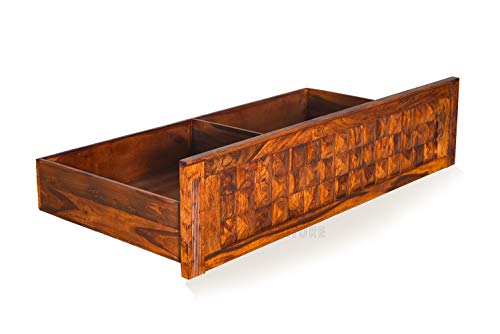 Image of Solid Wood King Size Bed for Bedroom | Wooden Furniture Crafted from Premium Sheesham Wood | Elegant Bedroom Double Bed with Drawer Storage | Honey Finish (211X188X114 Inches)