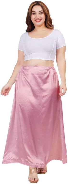 Women's Clothing Solid Satin Silk Petticoat Solid Soft & Smooth Satin Underskirt Sari - Image 2